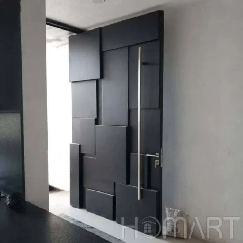 3D effect square decorative black aluminum waterproof pivot door