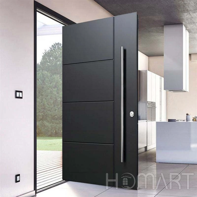 American Style Matte Balck Aluminum Alloy  Security Pivot Door for House Villa