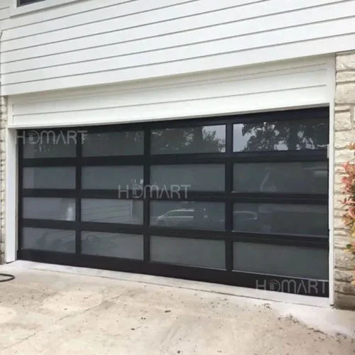Black Aluminum Sectional Frame and Double Glass Insulation Garage Door Black Aluminum Sectional Frame and Double Glass Insulation Garage Door
