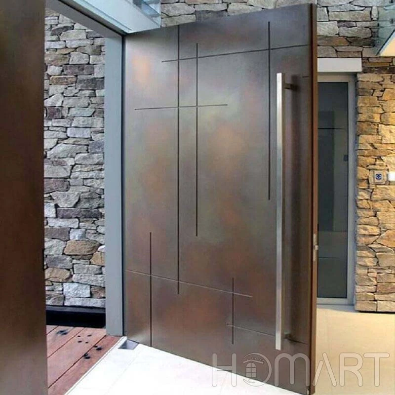 Bronze-coloured High Security Anti-Theft Features Resistant Entrance Pivot Doors