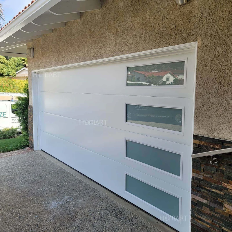 Classical Customized white Overhead Garage Door with or Without Transom 110motor Driven