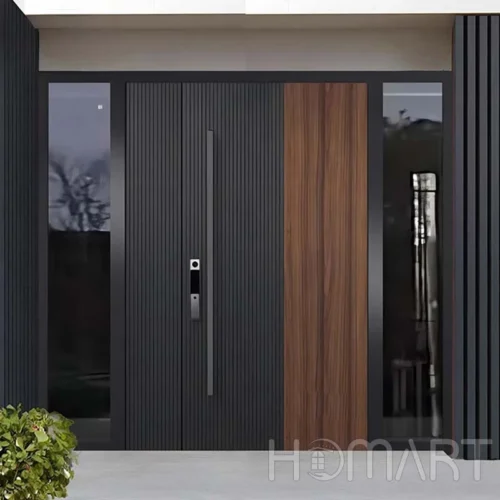 Color-blocked Big Entrance Sheet Metal  Front Entry Doors for Houses