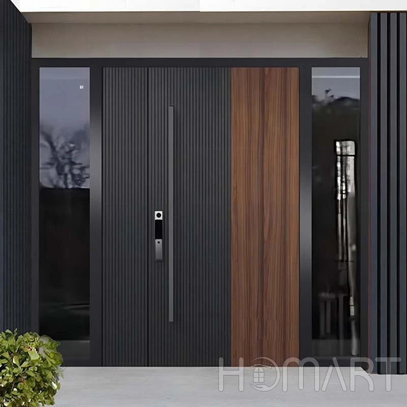Color-blocked Big Entrance Sheet Metal  Front Entry Doors for Houses