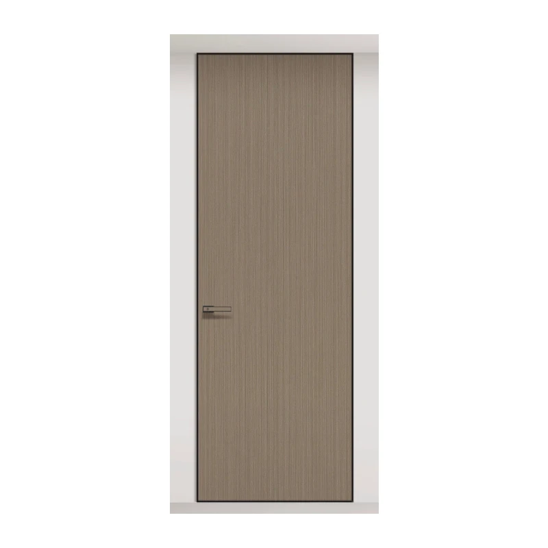 Custom Luxury Frameless Pre-Hung Brown Wood Aluminium Hidden Interior Door Custom Luxury Frameless Pre-Hung Brown Wood Aluminium Hidden Interior Door