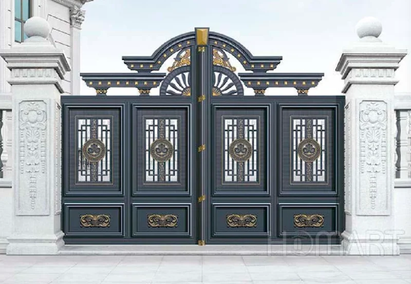 Custom Security Sliding Driveway Design  Wrought Iron Main Entrance  Villa Gates