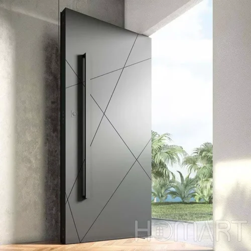 Customize Black Aluminum Security Entry Pivot Door for Villas and Hotel Customize Black Aluminum Security Entry Pivot Door for Villas and Hotel