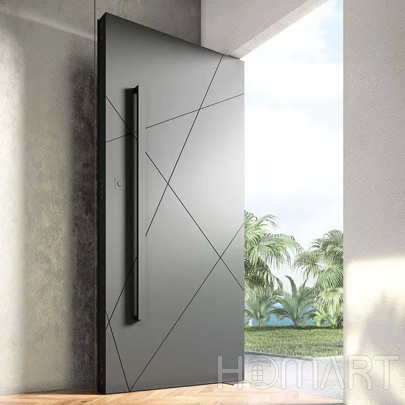 Customize Black Aluminum Security  Entry  Pivot Door for Villas and Hotel