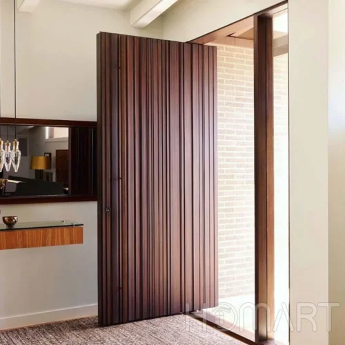 Customize Walnut color Aluminum Safety Waterproof Entry Pivot Door for House Customize Walnut color Aluminum Safety Waterproof Entry Pivot Door for House