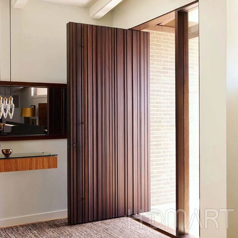 Customize Walnut color Aluminum Safety Waterproof Entry Pivot Door for House Customize Walnut color Aluminum Safety Waterproof Entry Pivot Door for House