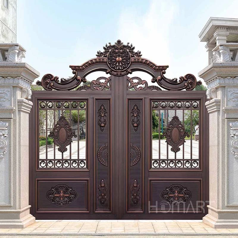 European Double  Hand Forged Scrollwork  Wrought Iron Gates  for villas