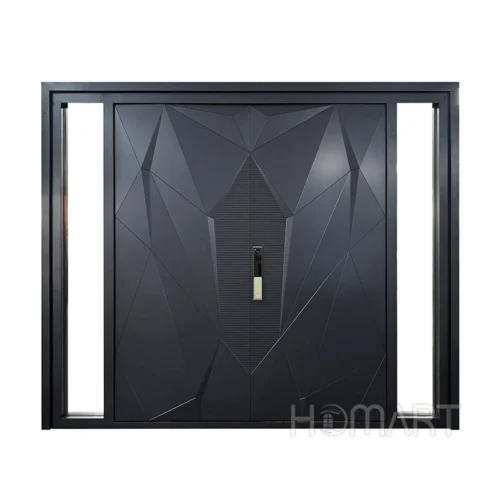 Fashional matte black 3D Carved Security Aluminum Double swing Entry Doors for Villas Fashional matte black 3D Carved Security Aluminum Double swing Entry Doors for Villas