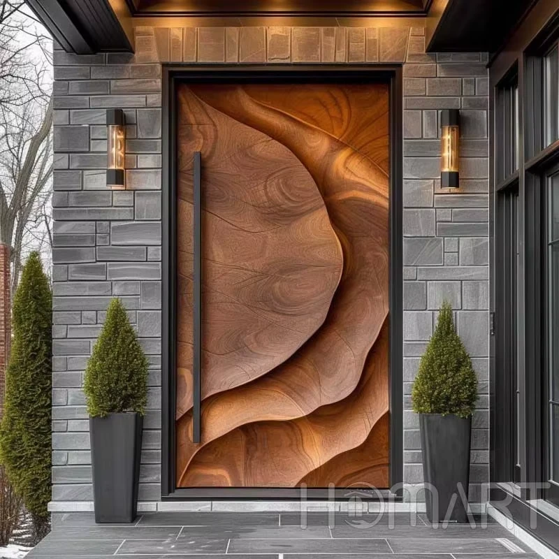Luxury 3D Relief Design  Aluminum  Alloy  Pivot Entrance Door