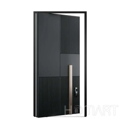 Luxury grill Aluminum matte black Pivot  Entrance Doors For Houses