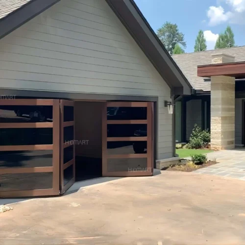 Modern Design Thermal Break Layer Anti-Theft tempered transparent glass with frame Foldable Garage Door