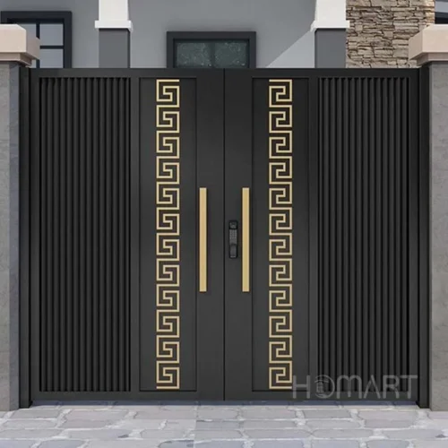 Modern Finished Wrought Iron Courtyard Villa  Louvered Waterproof Outdoor Single/Double  Entrance Gate