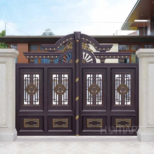Professional Customized Luxury Outdoor Metal  Driveway Exterior Automatic Wrought Iron Gate
