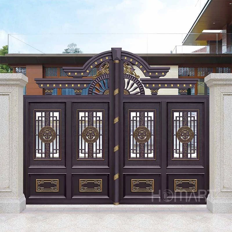 Professional Customized Luxury Outdoor Metal  Driveway Exterior Automatic Wrought Iron Gate