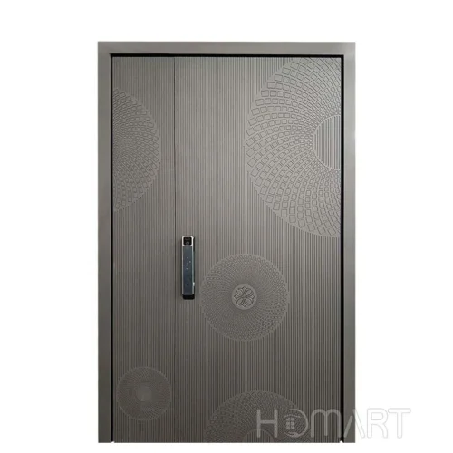 Silver striped security hinges door  with thermal insulation and soundproof