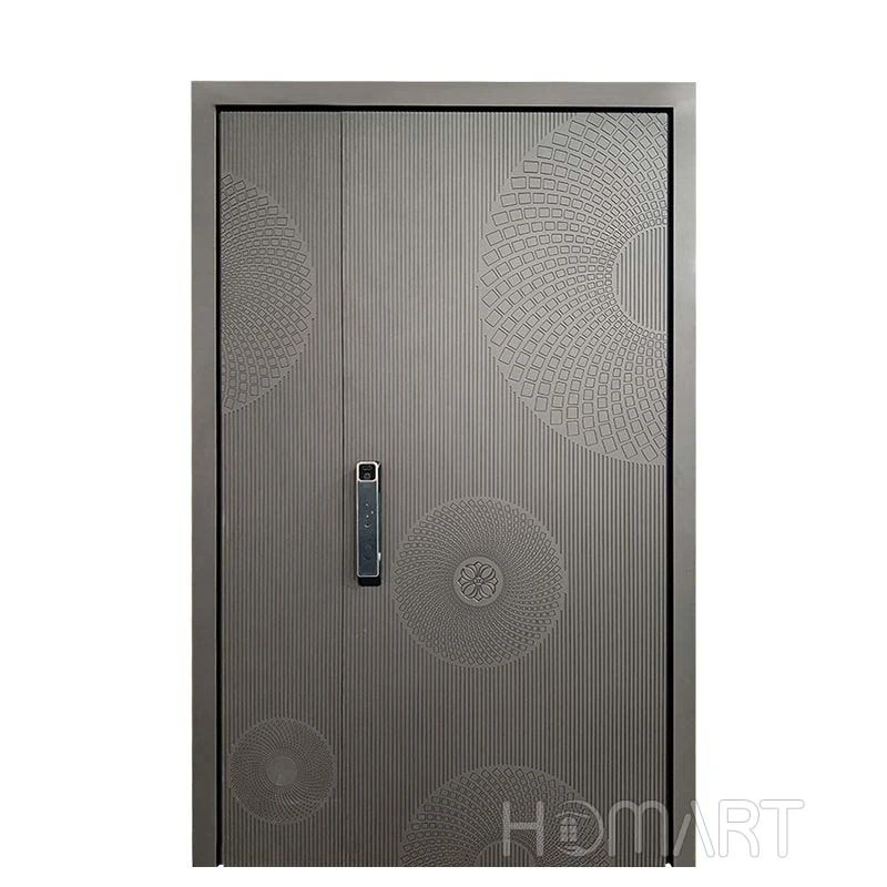Silver striped security hinges door  with thermal insulation and soundproof