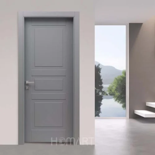 Sleek Gray MDF Interior Wood Door Matte Finish Modern Minimalist Design Soundproof for Office  Bedroom