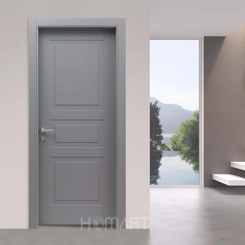 Sleek Gray MDF Interior Wood Door Matte Finish Modern Minimalist Design Soundproof for Office  Bedroom