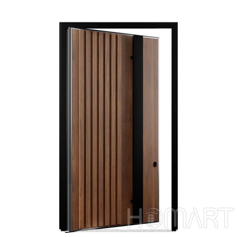 Wholesale Wood Grain Color Aluminum Grille  Effect Villa Safety Entrance Door